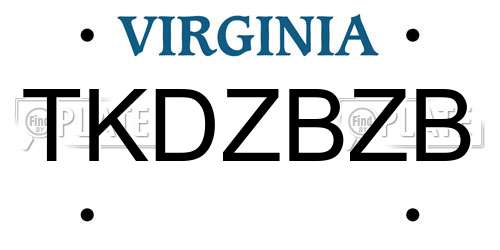 TKDZBZB Virginia License Plate