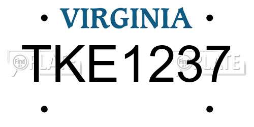 TKE1237 Virginia License Plate