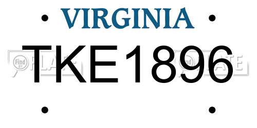 TKE1896 Virginia License Plate