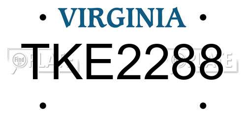 TKE2288 Virginia License Plate