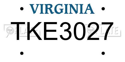 TKE3027 Virginia License Plate