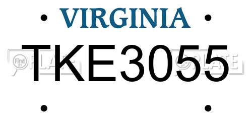 TKE3055 Virginia License Plate