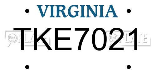 TKE7021 Virginia License Plate