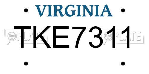 TKE7311 Virginia License Plate