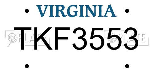 TKF3553 Virginia License Plate