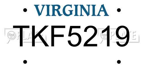 TKF5219 Virginia License Plate