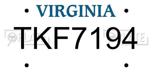 TKF7194 Virginia License Plate