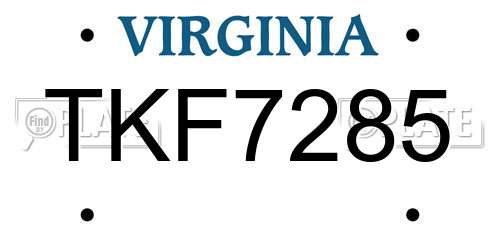 TKF7285 Virginia License Plate