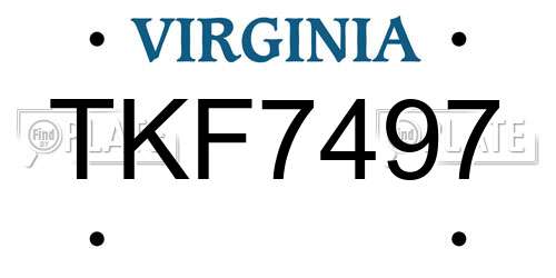 TKF7497 Virginia License Plate