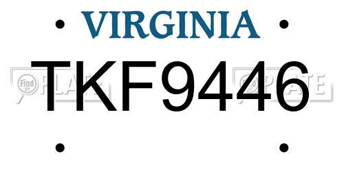 TKF9446 Virginia License Plate