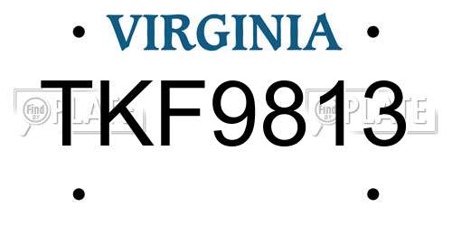 TKF9813 Virginia License Plate