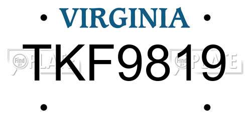 TKF9819 Virginia License Plate
