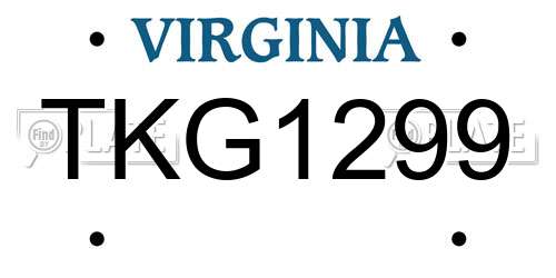 TKG1299 Virginia License Plate