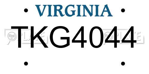 TKG4044 Virginia License Plate