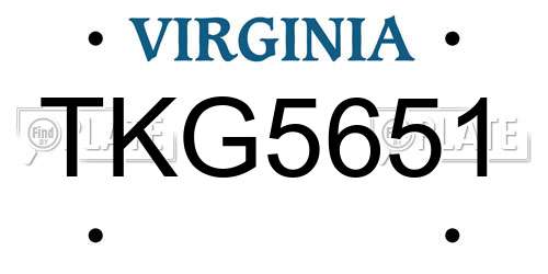 TKG5651 Virginia License Plate
