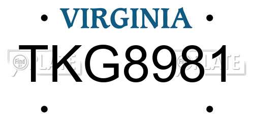 TKG8981 Virginia License Plate