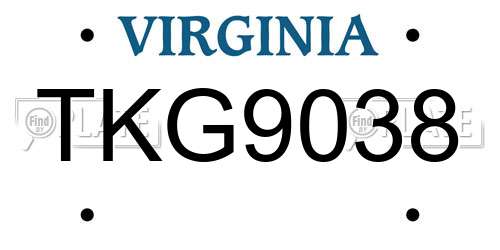 TKG9038 Virginia License Plate
