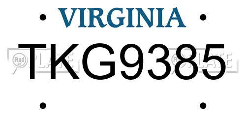 TKG9385 Virginia License Plate