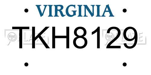 TKH8129 Virginia License Plate