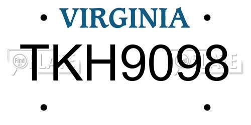 TKH9098 Virginia License Plate