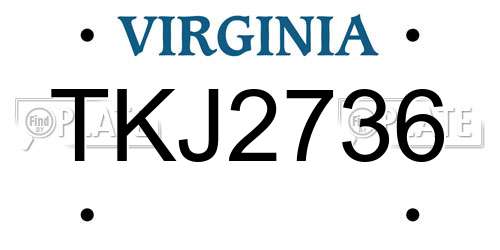 TKJ2736 Virginia License Plate