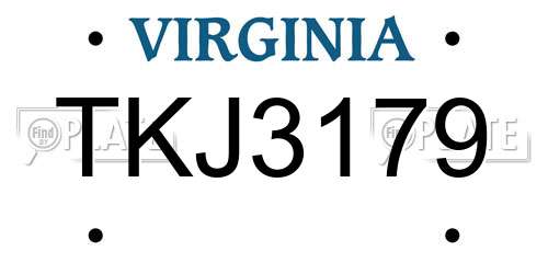 TKJ3179 Virginia License Plate