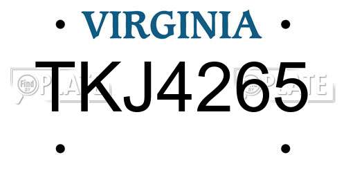 TKJ4265 Virginia License Plate