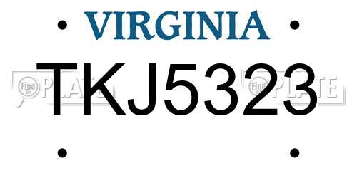 TKJ5323 Virginia License Plate