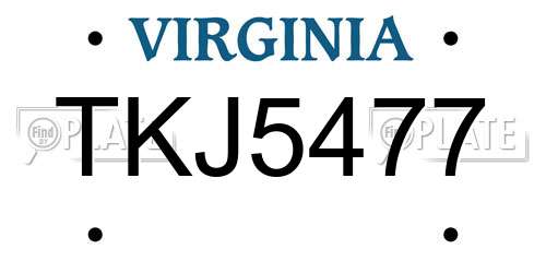 TKJ5477 Virginia License Plate