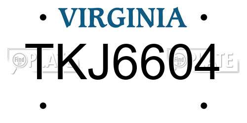 TKJ6604 Virginia License Plate