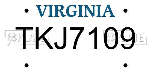 TKJ7109 Virginia License Plate