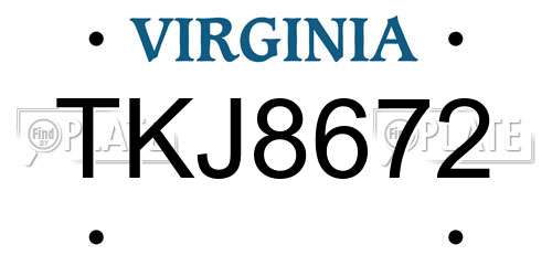 TKJ8672 Virginia License Plate