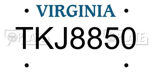 TKJ8850 Virginia License Plate