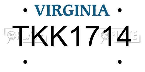 TKK1714 Virginia License Plate
