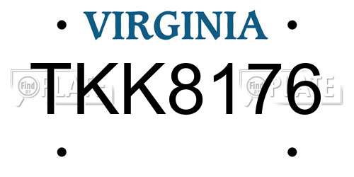 TKK8176 Virginia License Plate