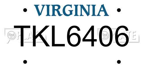 TKL6406 Virginia License Plate