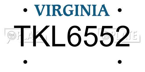 TKL6552 Virginia License Plate