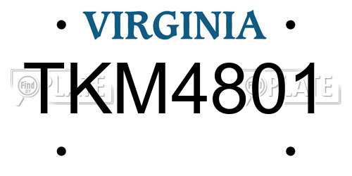 TKM4801 Virginia License Plate