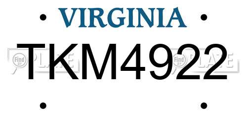 TKM4922 Virginia License Plate