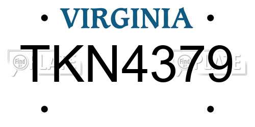 TKN4379 Virginia License Plate