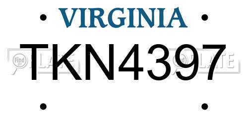 TKN4397 Virginia License Plate