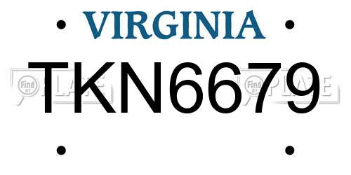 TKN6679 Virginia License Plate