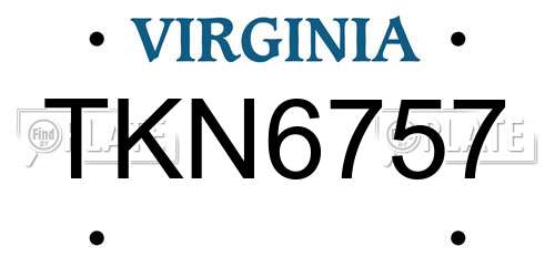 TKN6757 Virginia License Plate