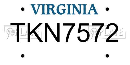 TKN7572 Virginia License Plate