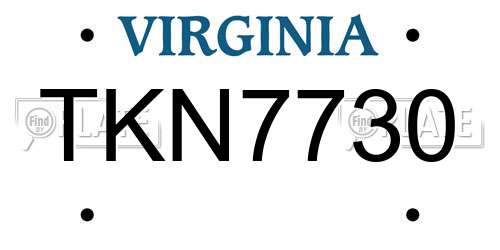 TKN7730 Virginia License Plate