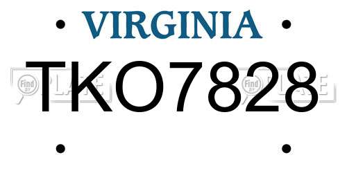 TKO7828 Virginia License Plate
