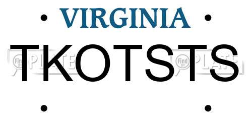 TKOTSTS Virginia License Plate