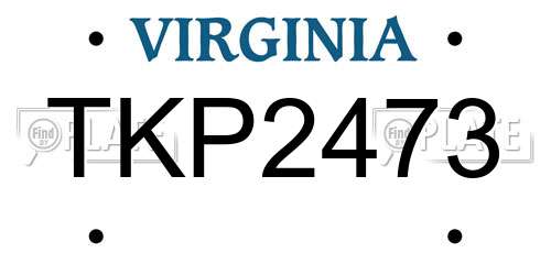 TKP2473 Virginia License Plate