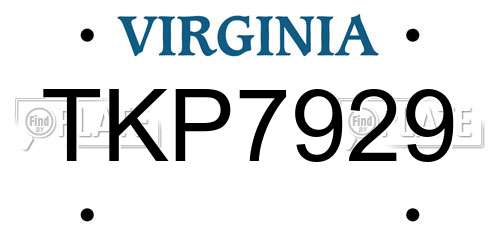 TKP7929 Virginia License Plate