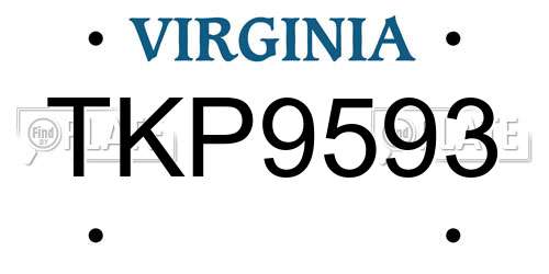 TKP9593 Virginia License Plate